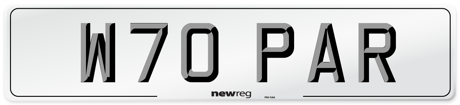 W70 PAR Number Plate from New Reg